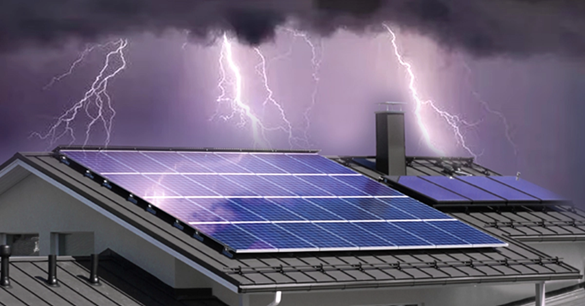 Lightening Strikes at Solar Panel